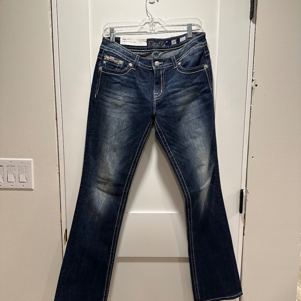 100018	Womens	Jean	MissMe	Slim Bootcut	Dark	30	33 1/2	Like New